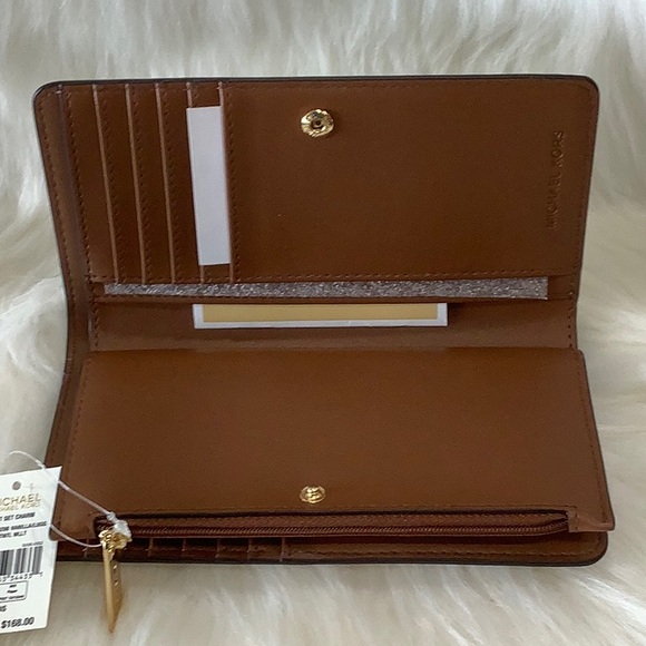 NWT Michael Michael Kors Vanilla Leather Jet Set Large Continental Wallet - Picture 8 of 14